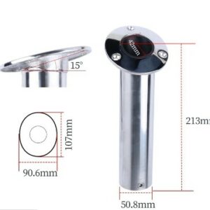 Stainless Steel Fishing Rod holder H/D gunnel 15 deg with cap