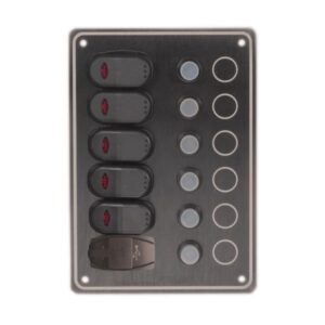 6-Way Marine Switch Panel with USB-A & USB-C Charger – 12V DC, IP65